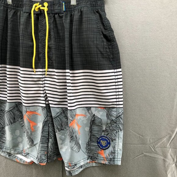 Banana Boat Swim Trunks Mens 2XL UPF 50 Gray Palm Print Tropical Hawaiian - Picture 4 of 12